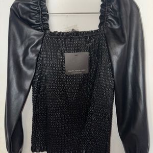 Marc New York Faux Black Leather blouse